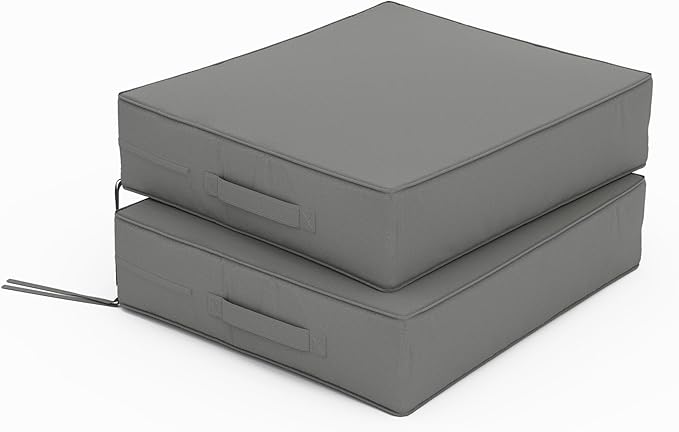 Patio Chair Cushions 18.5 X 16 X 4 Inch Waterproof Outdoor Seat Cushions for Patio Furniture, Outdoor Sofa Couch Pads with Ties & Handle, Set of 2, Light Grey-VerdiqueGarden