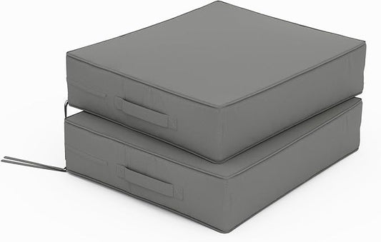 Patio Chair Cushions 18.5 X 16 X 4 Inch Waterproof Outdoor Seat Cushions for Patio Furniture, Outdoor Sofa Couch Pads with Ties & Handle, Set of 2, Light Grey-VerdiqueGarden