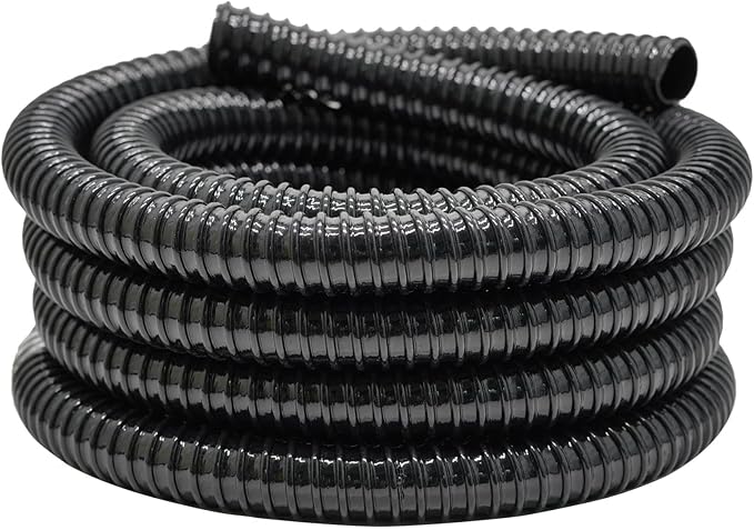 1 Inch Pond Tubing, 1" ID Corrugated Water Pipe, 20 Feet Length Flexible PVC Hose Pipe with Pipe Fittings, Aquarium, Pond Waterfall, Garden Pond Pump Drainage Tube Black-VerdiqueGarden