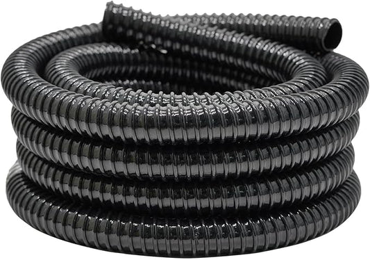 1 Inch Pond Tubing, 1" ID Corrugated Water Pipe, 20 Feet Length Flexible PVC Hose Pipe with Pipe Fittings, Aquarium, Pond Waterfall, Garden Pond Pump Drainage Tube Black-VerdiqueGarden