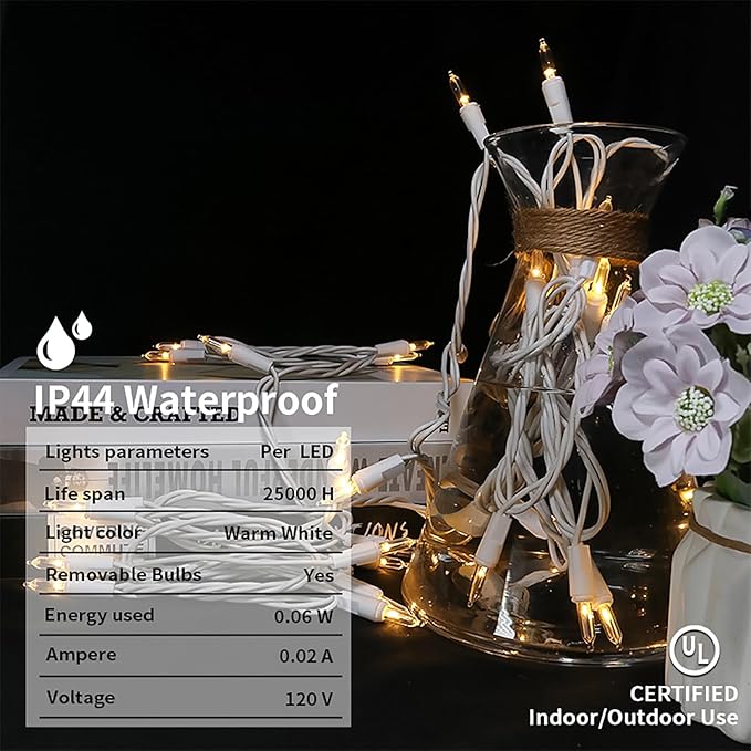 MULTI-SPARKING White Christmas LED Lights - 35 Count Warm White Christmas String Lights for Small Tree, Crafts, Holiday, Indoor/Outdoor Decorations, 11 Feet White Wire, UL Certified, Connectable-VerdiqueGarden
