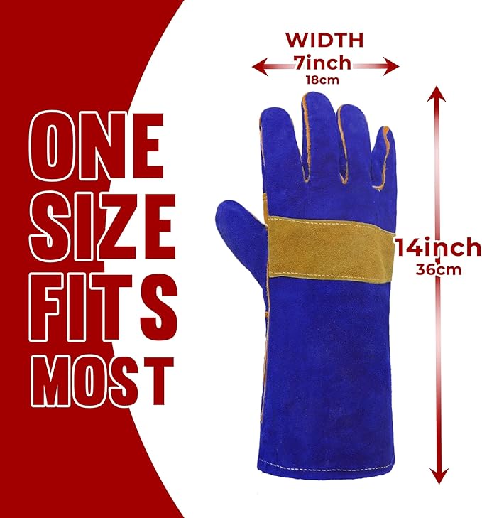 HANDLANDY Animal Handling Gloves, Falconry Cat Glove Bite Proof, Thorn Proof Rose Pruning Gardening Gauntlets (Royal blue, 14 Inches)-VerdiqueGarden