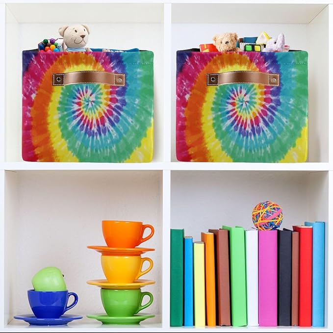 Tie-Dye Rectangular Storage Basket Organizer Bin Shelf Baskets For Clothes Gifts For Home Office Dorm-VerdiqueGarden