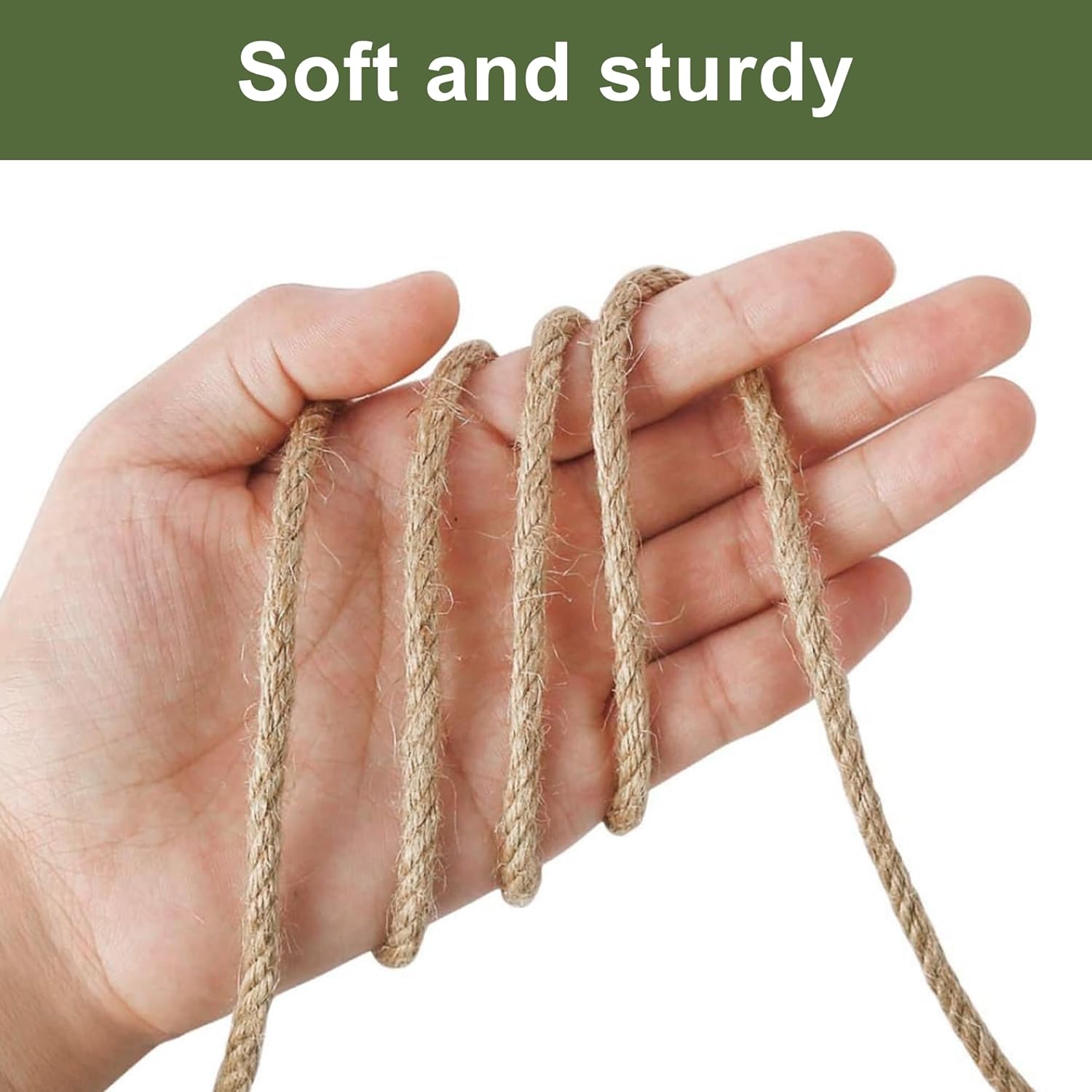 Natural Jute Twine 328ft 4mm,3Ply Twisted Thick Twine Rope Strong Jute String Roll for Crafts Gift Wrapping Gardening Home Decor Bundling Cat Scratching Post-VerdiqueGarden