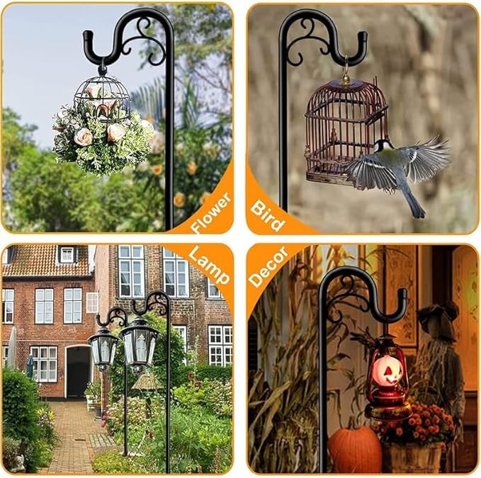 Shepherds Hook for Bird Feeders for Outside, 92 Inch Adjustable Shepards Hooks for Outdoor (2pcs), Heavy Duty Humming Bird Stand Feeder Pole, Metal Garden Hooks Hanger for Outdoor Décor-VerdiqueGarden