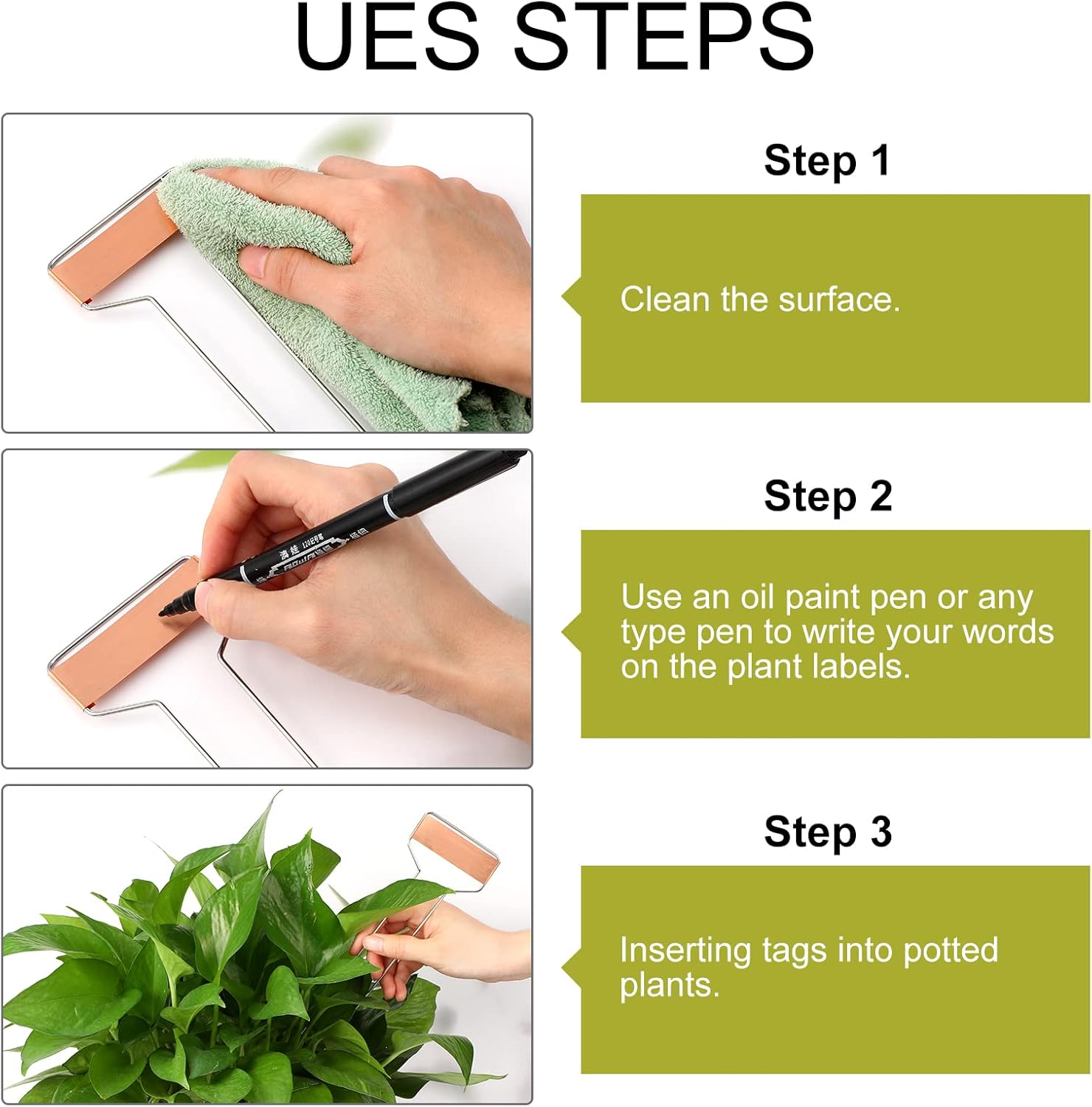 100 Pcs Metal Garden Plant Labels Weatherproof Banner Copper Plant Tags, Metal Copper Garden Markers, Reusable Height 10.5 Label Area 2.5'' x 7/8''-VerdiqueGarden