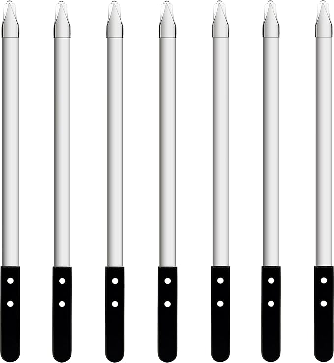 23.6 Inch Long Kabob Skewers, 0.91 Inch Wide, Stainless Steel with Black Wood Handle, 7 Pack-VerdiqueGarden