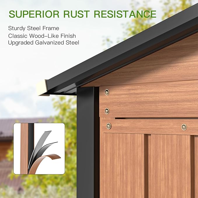 Outdoor Storage Shed, 5x3 Ft Metal Steel Tiny House with Lockable Door, Vertical Outside Storage Building for Garden, Backyard, Lawn, Patio Utility, Tool Storage-VerdiqueGarden