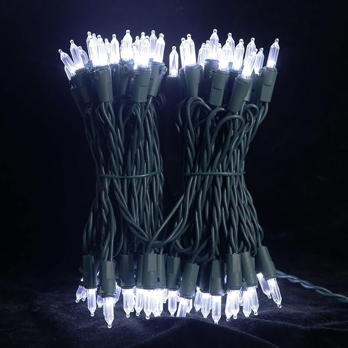 MULTI-SPARKING White Christmas LED Lights - 100 Count Cool White Holiday String Lights for Tree, Party, Wedding, Indoor and Outdoor Use, 33 Feet Green Wire, UL Certified, Connectable-VerdiqueGarden