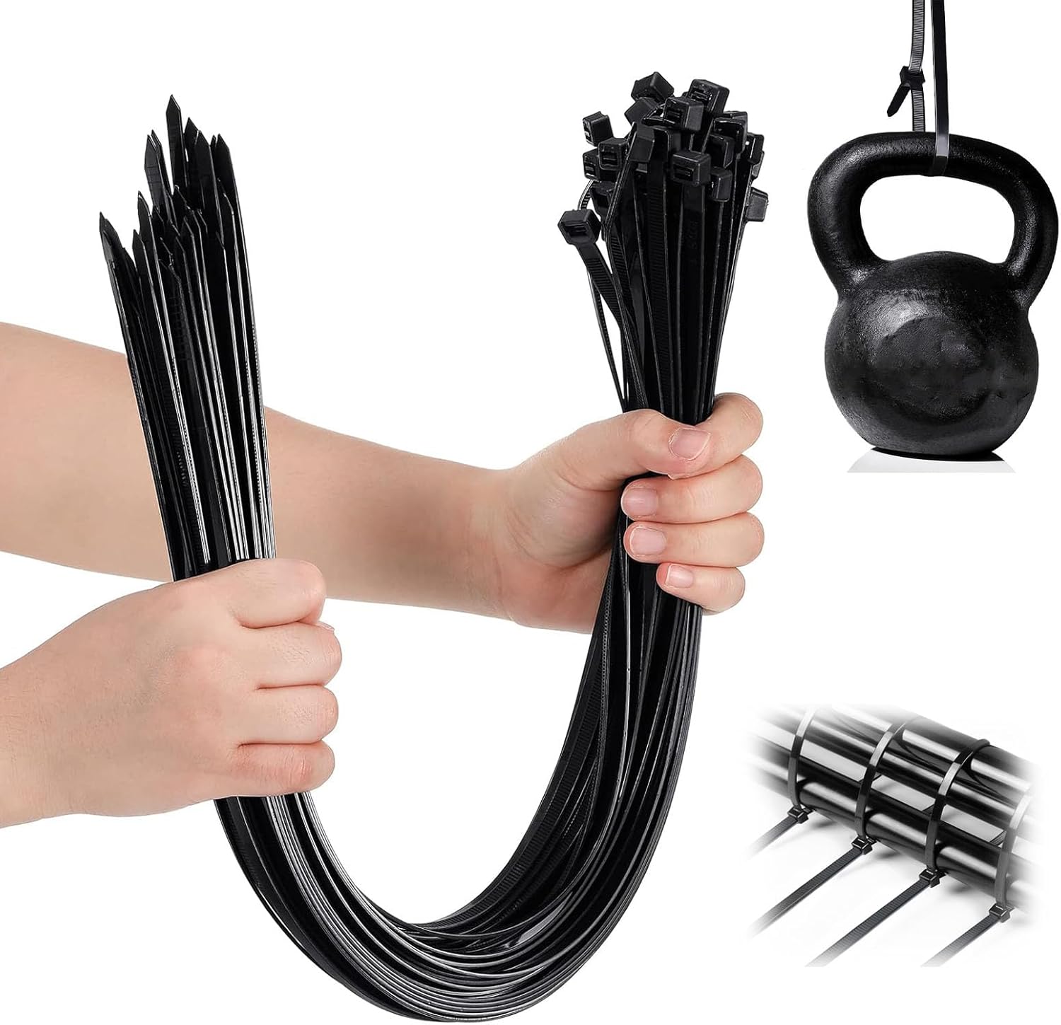 10 Inch Zip Cable Ties (100 Pack), Heavy Duty Cable Ties with 150lbs Tensile Strength, Multi-Purpose Adjustable Black Zip Ties, UV Resistant Indoor and Outdoor for Home, Office, Workshop-VerdiqueGarden