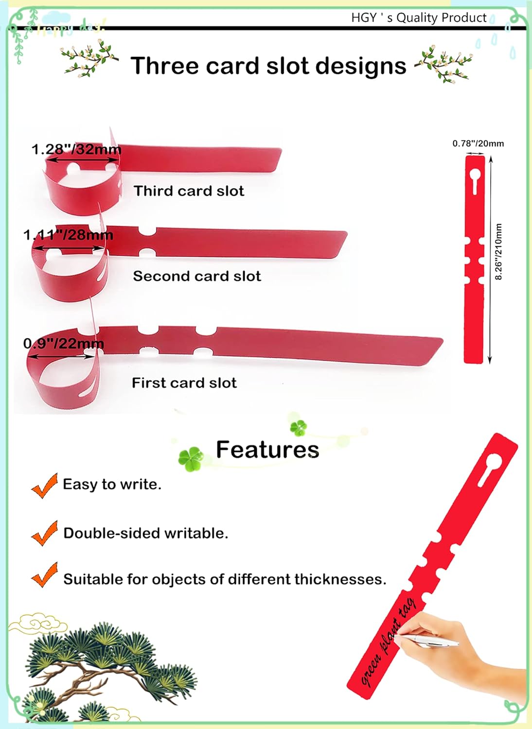 100Pcs Red Plant Tags Wrap Around Tree Tags Markers Ties Removable Adjustable Attach Garden Labels (8.27"x0.8")-VerdiqueGarden