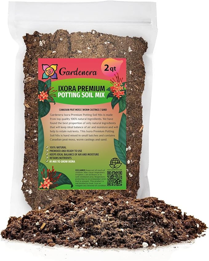 Elevate Your Ixora Garden with Gardenera's Organic Potting Mix - Tailored for Robust Ixora Plants and Stunning Blooms - 2 Quart-VerdiqueGarden