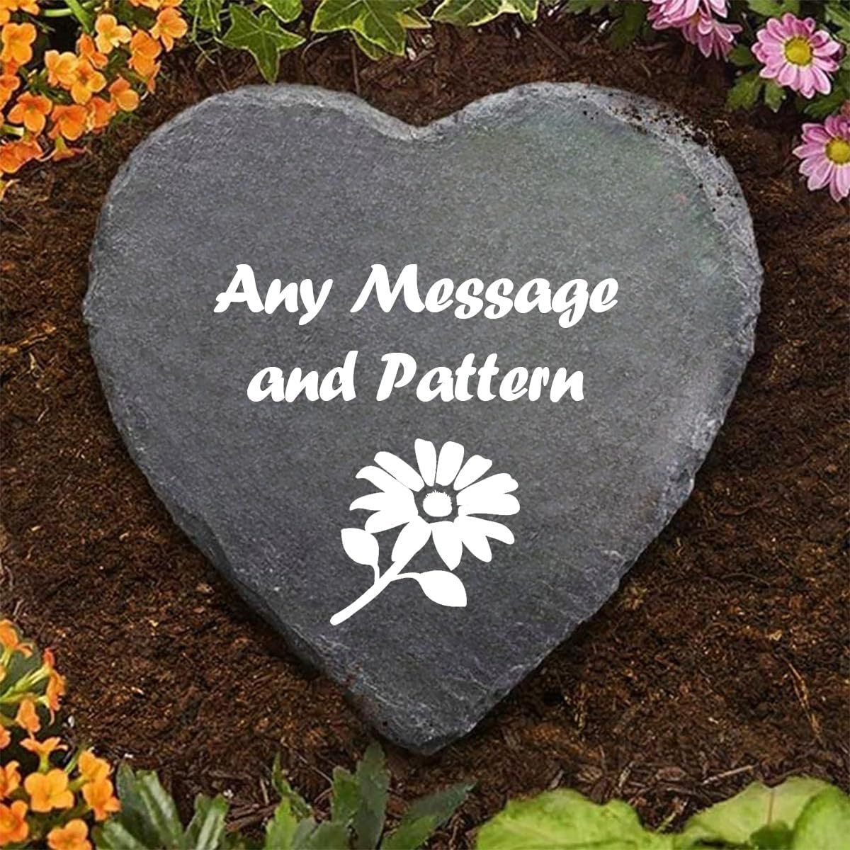 Custom Decorative Garden Stones Personalize with Any Message and Pattern, Desgin Heart Shaped Memorial Stones Welcome Stones 6x6 for Housewarming,Memorial Gifts and Special Day Gifts-VerdiqueGarden