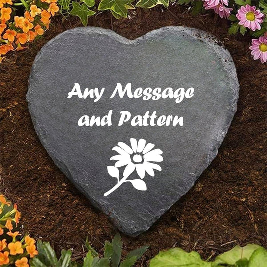 Custom Decorative Garden Stones Personalize with Any Message and Pattern, Desgin Heart Shaped Memorial Stones Welcome Stones 6x6 for Housewarming,Memorial Gifts and Special Day Gifts-VerdiqueGarden