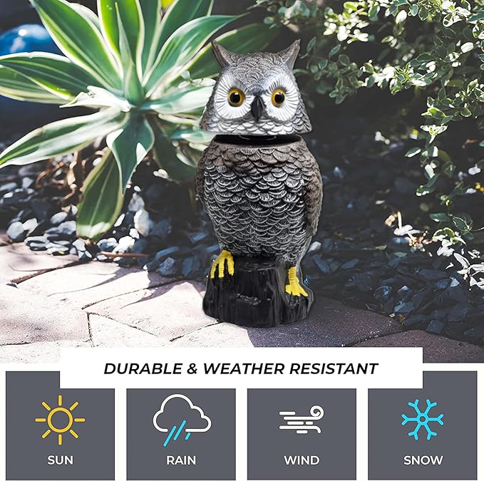 Galashield Owl Decoy to Scare Birds Away Scarecrow Fake Owl with Rotating Head 15" Tall-VerdiqueGarden