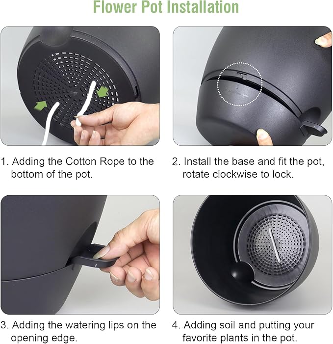 12 inch Large Self Watering Pots for Indoor Outdoor Plants, Flower Plant Pots with Mesh Drainage Holes for Garden House, Plastic Planters with Reservoir for Home Decor, Black-VerdiqueGarden