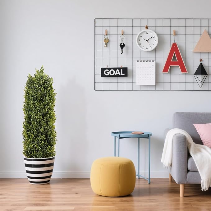 4ft Artificial Boxwood Topiary Trees (Set of 2) - UV Resistant Faux Plants for Outdoor/Indoor, Realistic 48in Fake Bushes and Shrubs for Front Porch, Planter, Patio - Low Maintenance & Evergreen-VerdiqueGarden