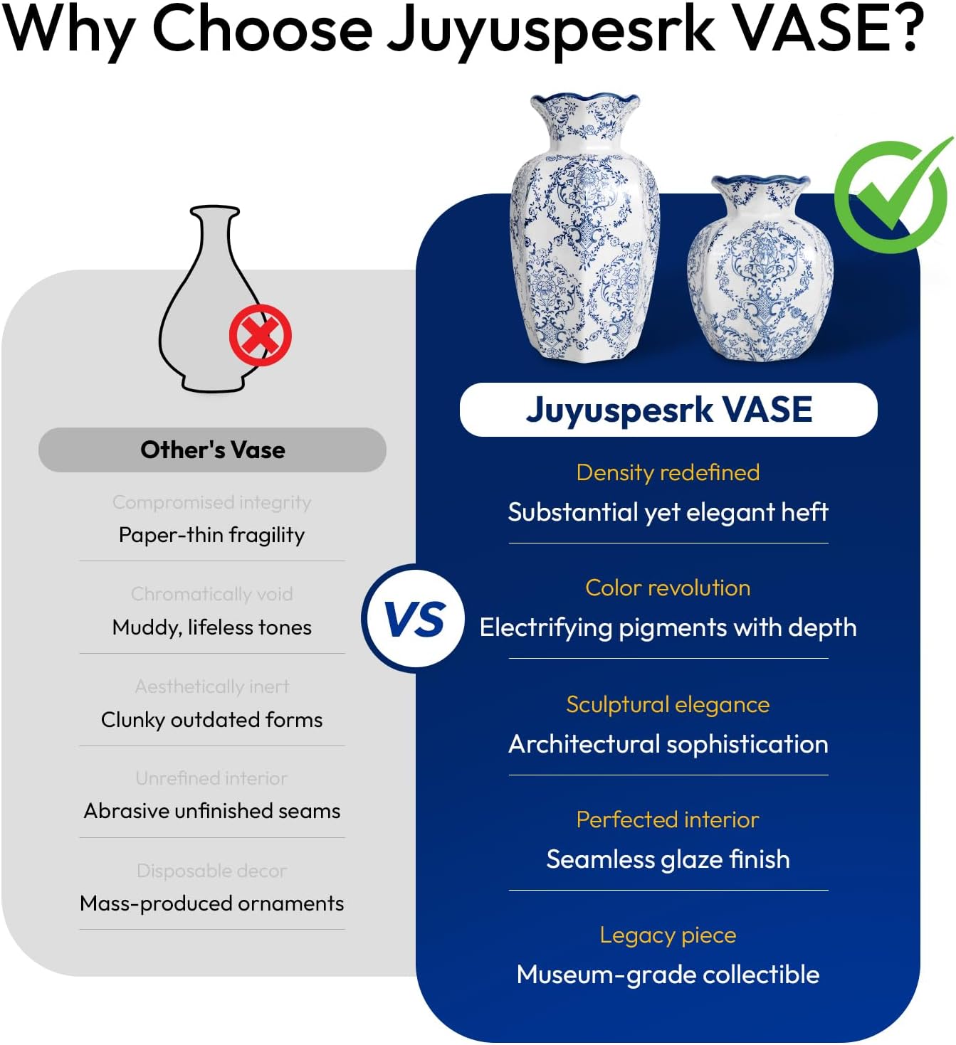 Chinoiserie Vase,Blue and White Vase,Vintage Ceramic Vases,Flower Vase for Centerpiece,Chinese Cute Vases for Living Room, Office,Home Decor (Blue White, Large)-VerdiqueGarden