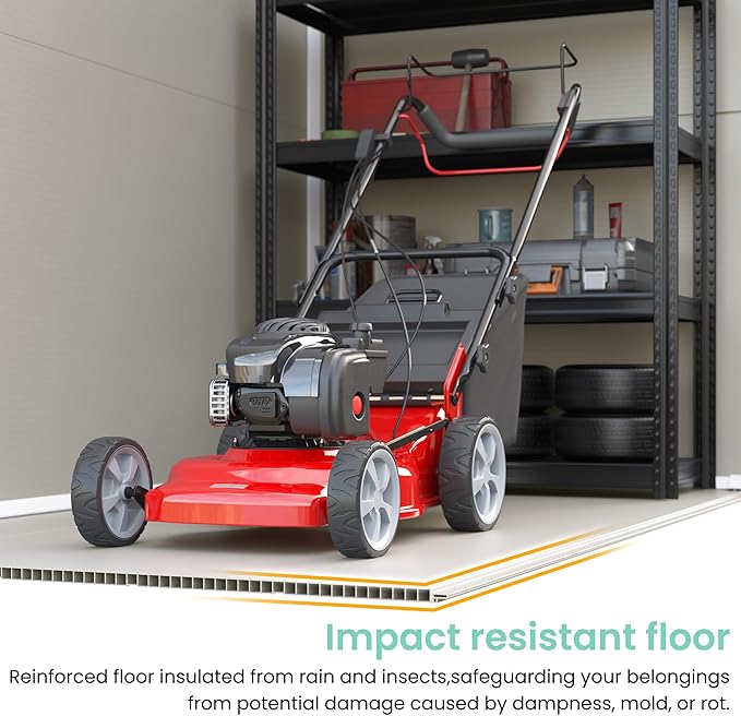 UDPATIO Outdoor Storage Shed 5x3 FT, Plastic Garden Shed for Bike, Garbage Can, Tool, Outside Sheds & Outdoor Resin Shed with Lockable Door for Backyard, Patio, Lawn, Sandstone-VerdiqueGarden