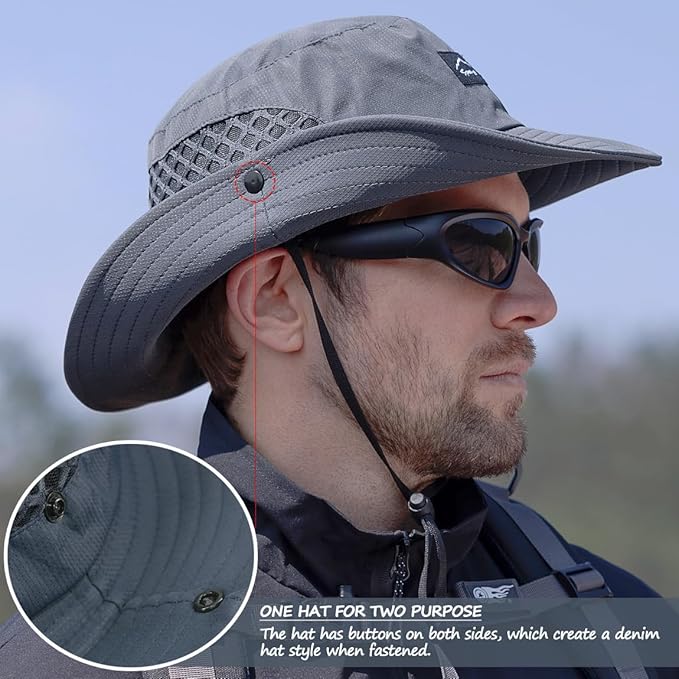 Fishing Hat, UPF50+ Wide Brim Sun Hat for Men Women, UV Protection Hiking Beach Bucket Hats Summer Safari Hat-VerdiqueGarden