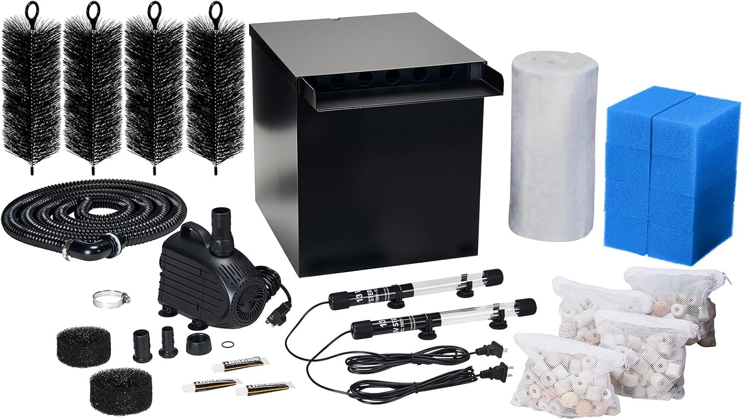 NFESOLAR Large Waterfall Filter System, Pond Filter Waterfall Kit Stainless Steel for Ponds and Streams up to 4,500 Gallons, Includes 5-Stage Filtration System, 1200 GPH Water Pump N4333-VerdiqueGarden