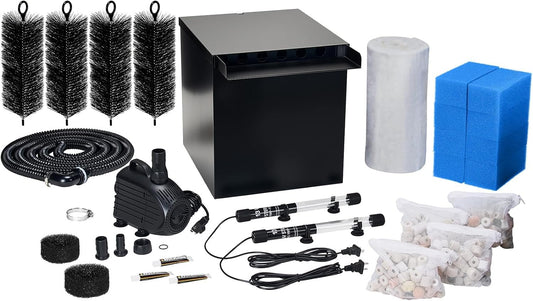 NFESOLAR Large Waterfall Filter System, Pond Filter Waterfall Kit Stainless Steel for Ponds and Streams up to 4,500 Gallons, Includes 5-Stage Filtration System, 1200 GPH Water Pump N4333-VerdiqueGarden