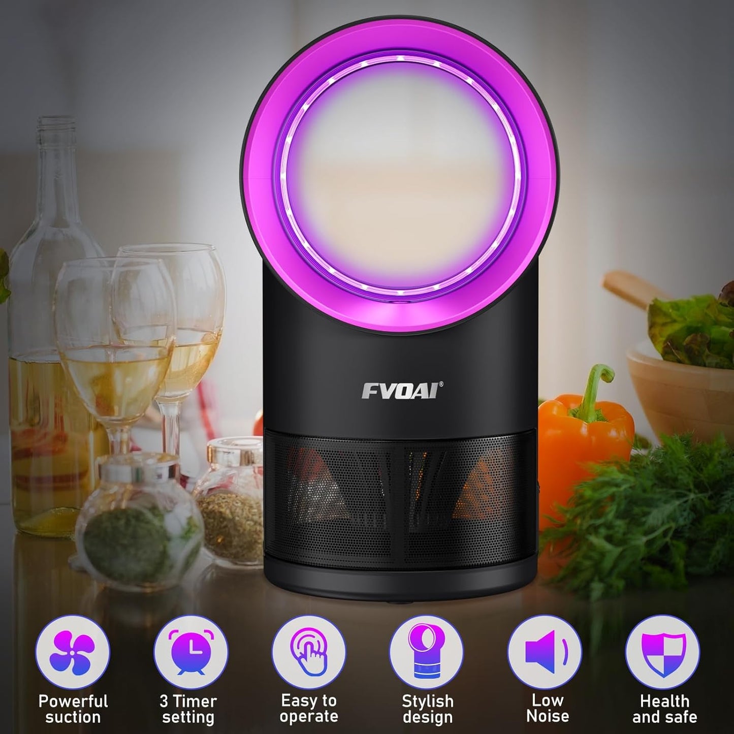 Fruit Fly Trap for Indoors, Fly Traps for Home Gnat Traps House Indoor, Indoor Insect Trap with Time Setting, 10 Sticky Glue Boards (Pink)-VerdiqueGarden