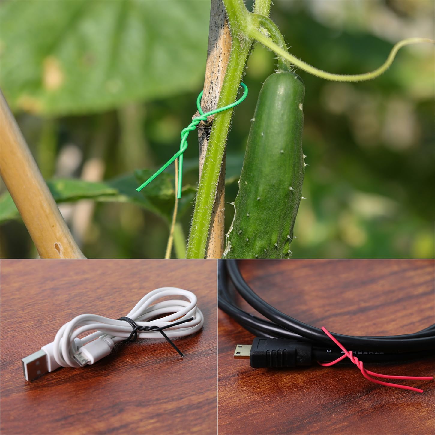 200 Pcs 6 inch Garden Twist Tie, Round Plastic Twist Ties for Plants, Vines and Wrapping Cords or Christmas Tree Gardening Plants Growth and Care, Office Home Cable Organization (Black)-VerdiqueGarden