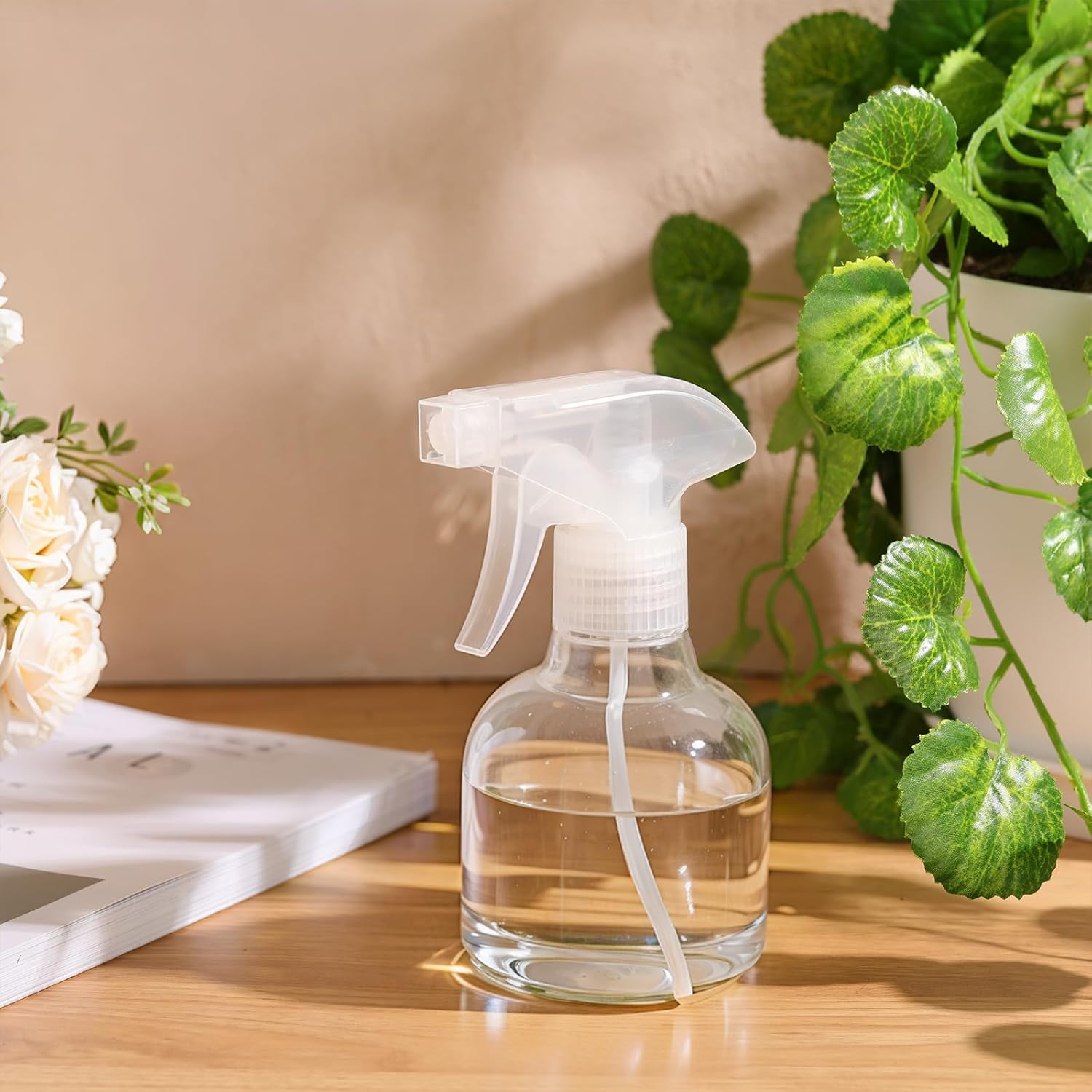 Jinei 24 Pcs 8 oz Empty Plastic Spray Bottle with Trigger Sprayers Pet Adjustable Head from Fine to Stream Refillable for Hair Plants Cooking Pets, No Leakage(Clear)-VerdiqueGarden