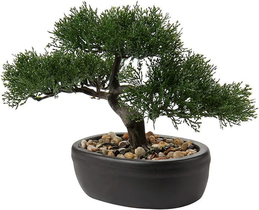 Artificial Bonsai Tree Juniper Faux Plants Indoor Small Fake Plants Decor with Ceramic Pots for Home Table Office Desk Bathroom Shelf Bedroom Living Room Farmhouse Decorations-VerdiqueGarden