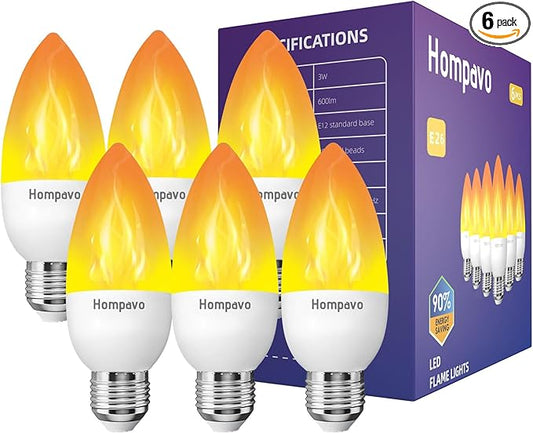 Hompavo Upgraded LED Flame Light Bulbs, 3 Modes Flickering Light Bulbs, E26 Candle Fire Light Bulb for Halloween Christmas Party Porch Indoor & Outdoor Home Decoration - 6 Pack-VerdiqueGarden