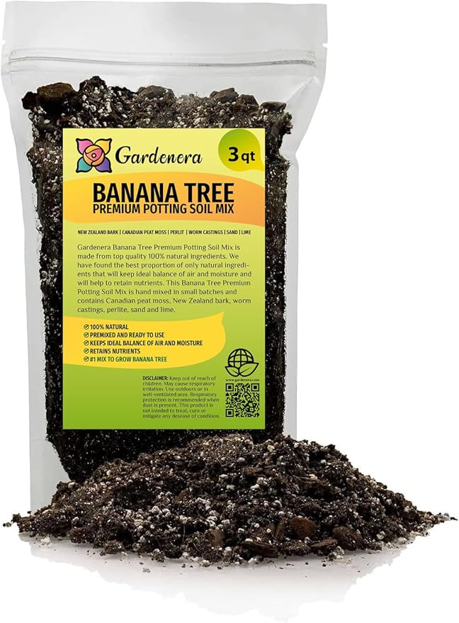 Banana Tree Potting Soil - Professional Grade Mix for Growing Delicious Bananas - Enhanced with Essential Nutrients for Bountiful Harvests (3 Quart)-VerdiqueGarden