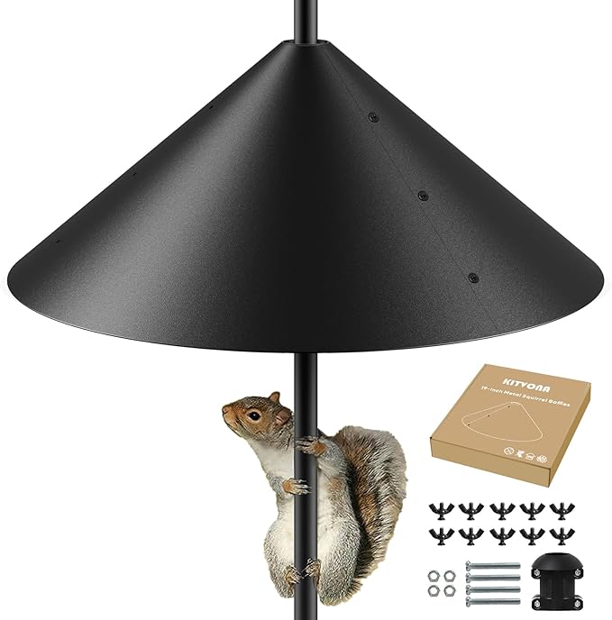 19 Inch Metal Squirrel Baffle for Bird Feeder Pole, Squirrel Proof for Bird Feeder, Bird House Guard for Shepherd’s Hook, Raccoon Stopper, Rust Chew Proof Heavy Duty-VerdiqueGarden