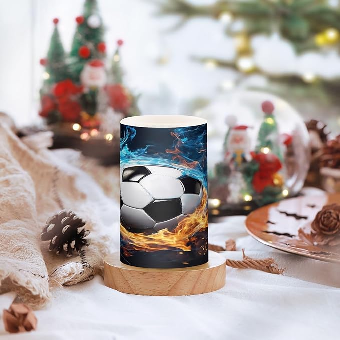 Flickering Flameless Candles, Soccer Ball LED Candles with Remote Timer, Set of 2 Battery Operated Candle for Valentine Wedding Birthday-VerdiqueGarden
