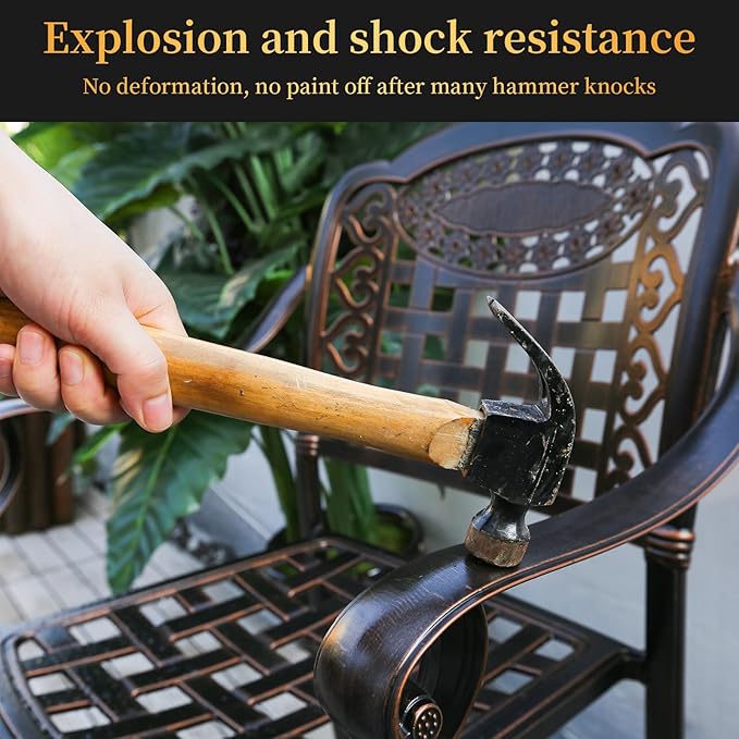 Outdoor Dining Chair Cast Aluminum Patio Chairs Set of 2 All-Weather Patio Dining Chair with Adjustable Feet for Backyard Garden (Flange Chair)-VerdiqueGarden