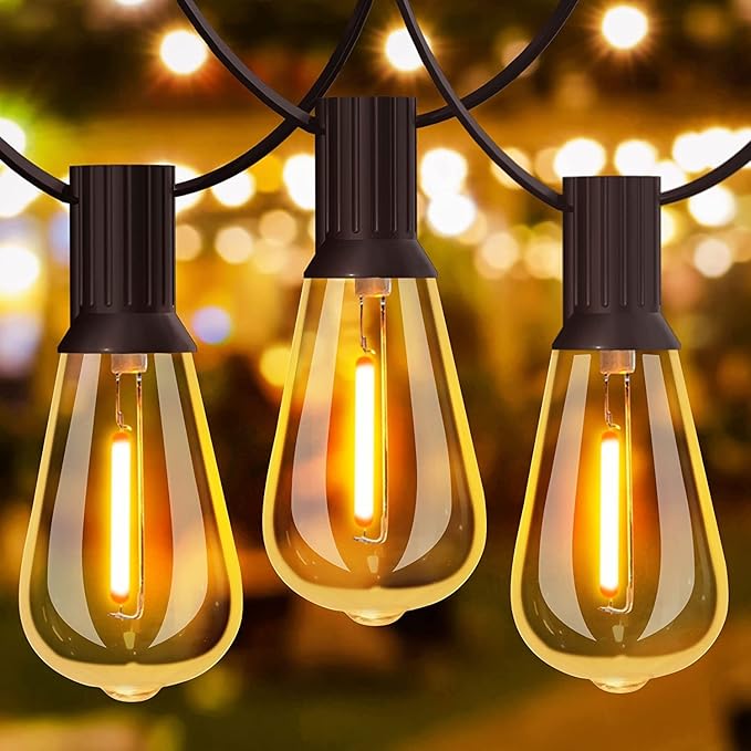 GLUROO Outdoor String Lights 180FT, 90+6Pcs Vintage Bulbs Shatterproof 2700K LED Patio String Lights Waterproof, Connectable Edison Style Lights, Hanging Lights for Backyard, Bistro-VerdiqueGarden