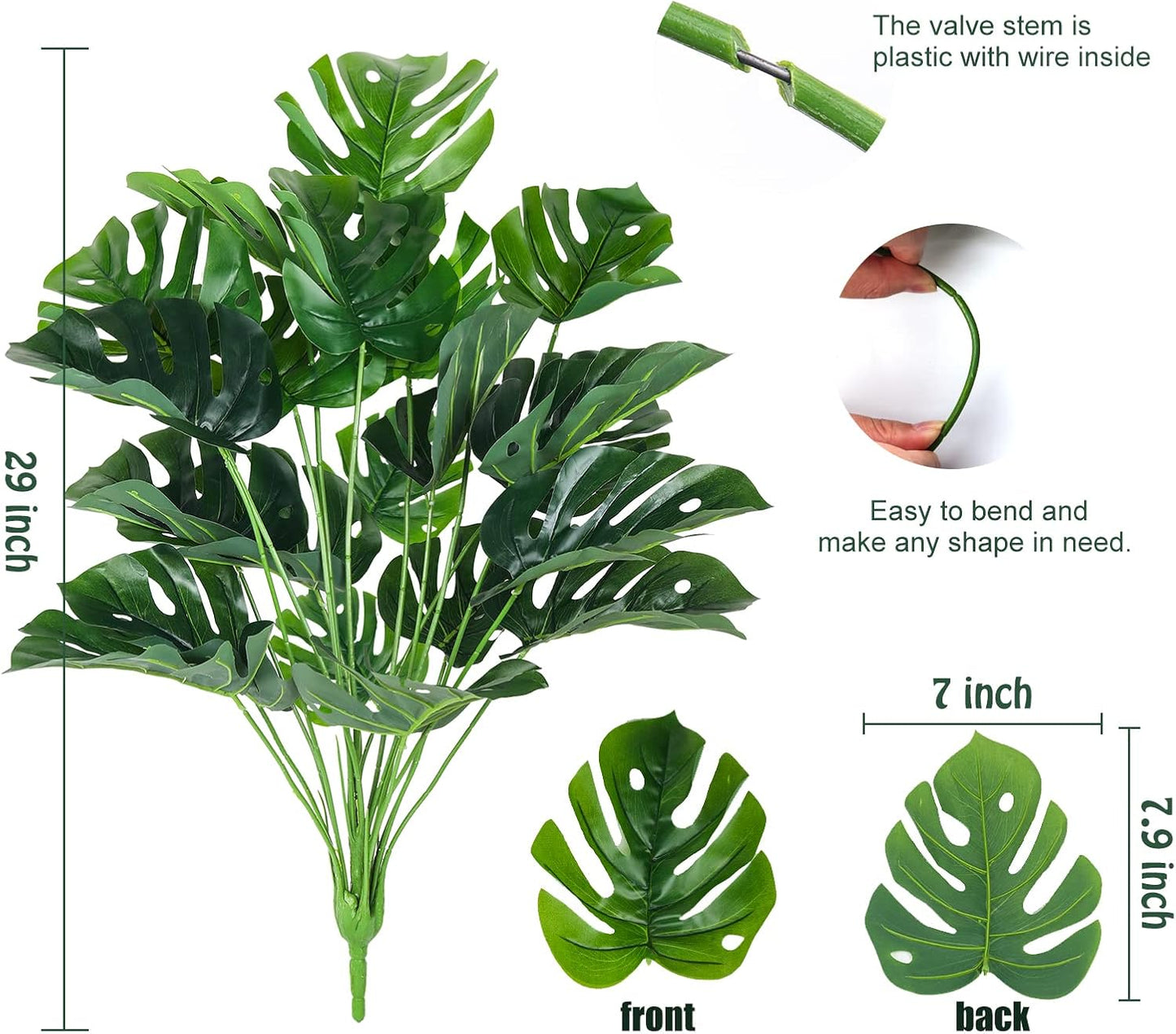 RECUTMS Artificial Palm Tree Leave Plants Faux Large Tropical Monstera Turtle Leaf Indoor Outdoor UV Resistant Fake Plant Greenery Hawaiian Luau Jungle Beach Party Home Garden Spring Summer Decoration-VerdiqueGarden