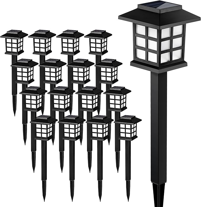 SOLPEX Solar Outdoor Lights,16 Pack Solar Path Lights, Solar Walkway Lights Outdoor, Solar Garden Lights, Solar Pathway Lights Outdoor Waterproof for Garden, Yard, Landscape and Driveway(Cold White)-VerdiqueGarden