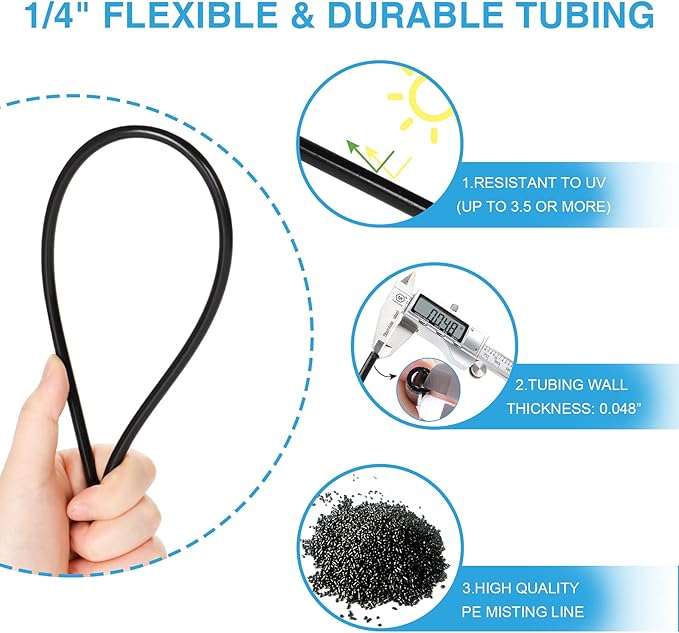 Bonviee Misters for Outside Patio, 100FT Misting Cooling System for Patio, 100FT (30M) Misting Line+28 Mist Nozzles+3/4" Brass Adapter, Pre-Assembled Garden & Greenhouse Watering System-VerdiqueGarden