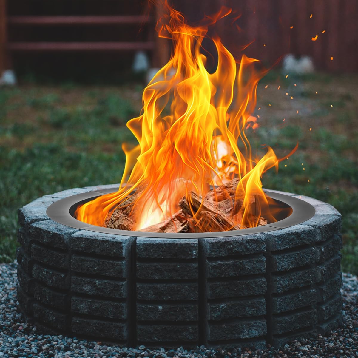 36 inch Fire Pit Ring, Firepit Ring for Camping, Wood Burning Fire Pit for Outside,Yard,Garden,Outdoor Fireplace-VerdiqueGarden