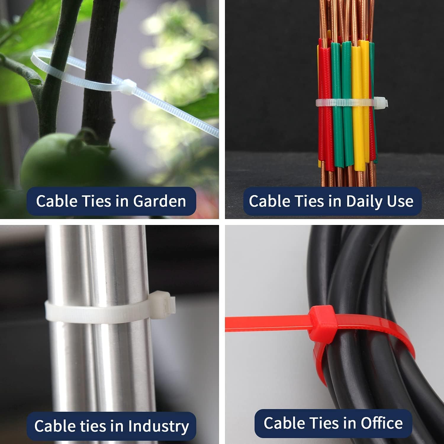 XINGO 1000 PCS Green Zip Ties 8 Inch, 60 LBS Tensile Strength, Self-Locking Nylon Plastic Nylon PA66 Wire Ties for Indoor and Outdoor Use-VerdiqueGarden