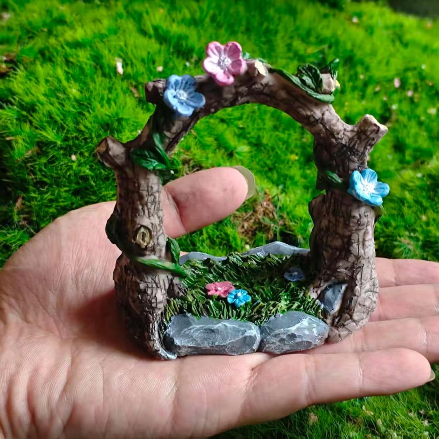 Kai Dream Miniature Fairy Garden Accessories, Resin Craft Flower Arch Figurine, 3.3 * 2 * 3.7 inches, Decorative Landscape, Dollhouse Decor-VerdiqueGarden