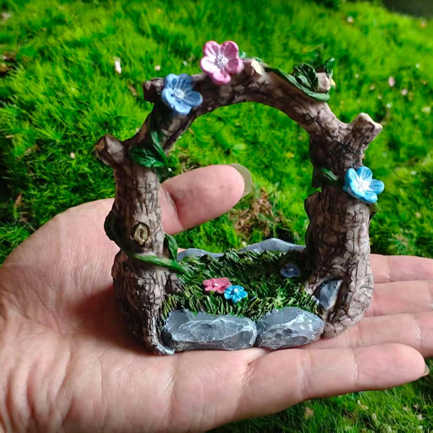 Kai Dream Miniature Fairy Garden Accessories, Resin Craft Flower Arch Figurine, 3.3 * 2 * 3.7 inches, Decorative Landscape, Dollhouse Decor-VerdiqueGarden