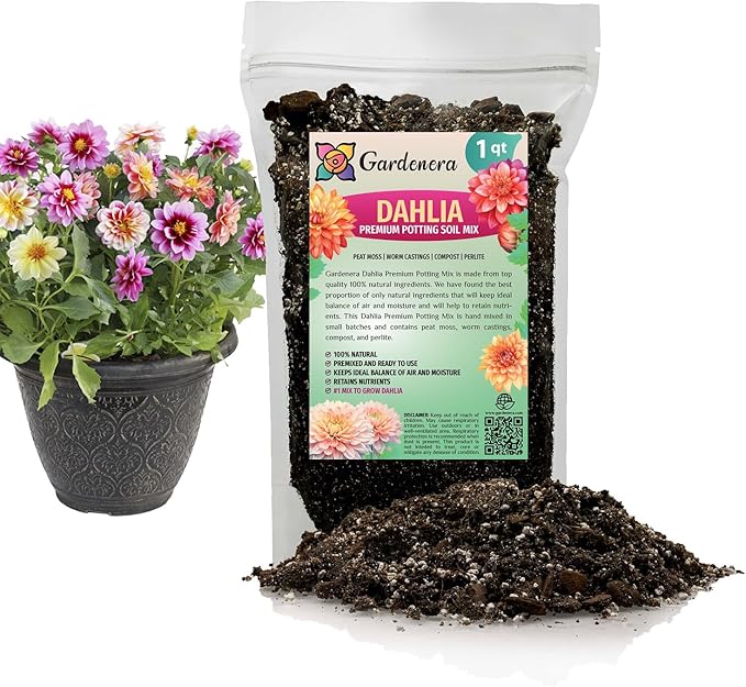 Premium Dahlia Potting Soil Mix - Ideal for Growing Vibrant and Healthy Dahlias - 1 Quart-VerdiqueGarden