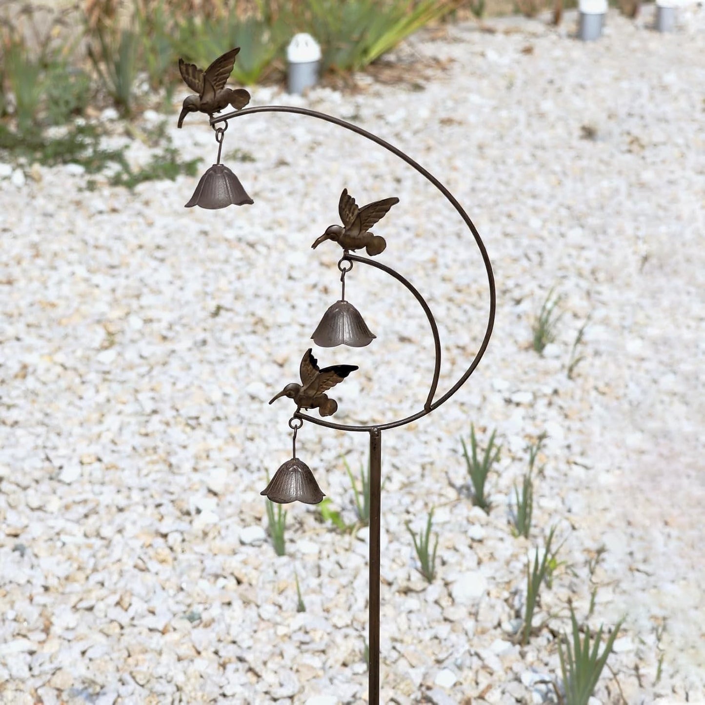 Gardens Metal Hummingbirds with Bells for Outside Garden Art,Decorative Garden Stakes-VerdiqueGarden