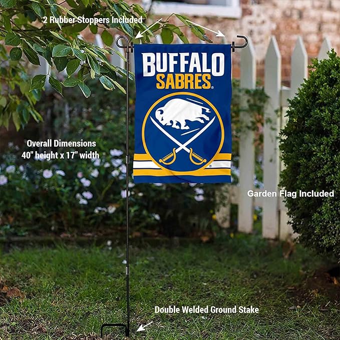 WinCraft Buffalo Sabres New Logo Garden Flag and Pole Stand Holder-VerdiqueGarden