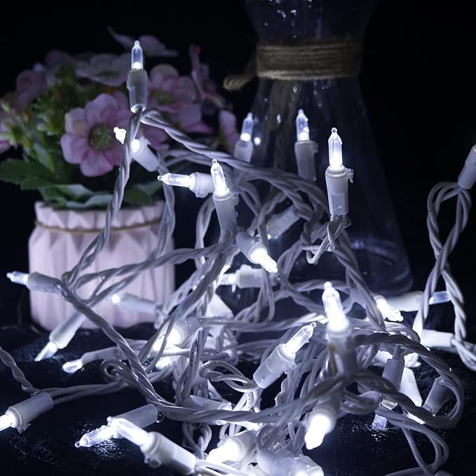 MULTI-SPARKING White LED Christmas Lights - 100 Count Cool White Christmas String Lights for Tree, Party, Wedding, Holiday, Indoor and Outdoor Decor, 33 Feet White Wire, UL Certified, Connectable-VerdiqueGarden