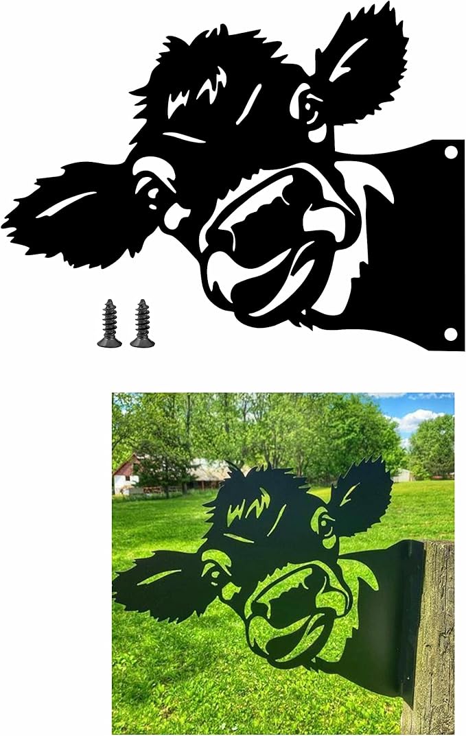Peeping Cow Metal Art Farm Garden Decor Garden Fence Decoration Outdoor Decoration for Farmhouse,Yard,Lawn-VerdiqueGarden