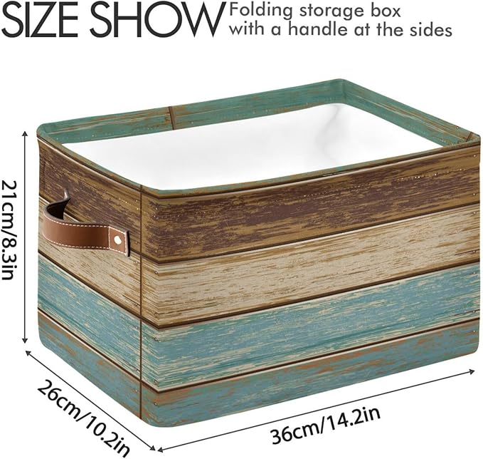 Wood Print Rectangular Storage Basket Retro Vintage Organizer Bin Shelf Baskets For Clothes Gifts For Home Office Dorm-VerdiqueGarden
