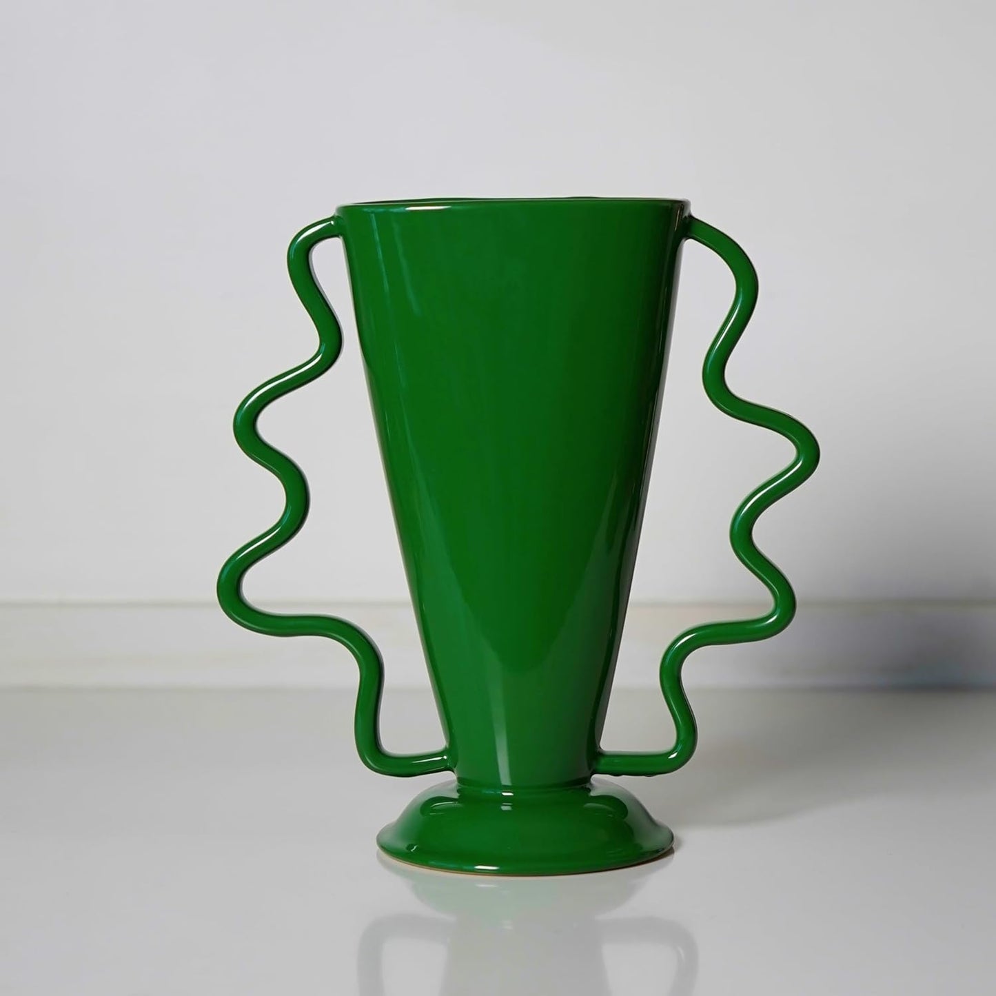 Wild Works Green Rotary Vase Medieval Flower Vessel Living Room Entrance Personalized Simple Wabi Sabi Decorative Ornament Ceramic Ornament-VerdiqueGarden